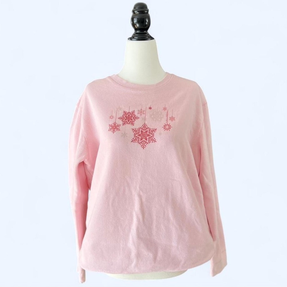 Northern‎ Reflections Pink Snowflake Christmas Holiday Crewneck Large